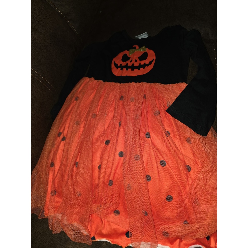 Ruffle girl fall autumn Halloween pumpkin dress size 4XL fits like 7 8